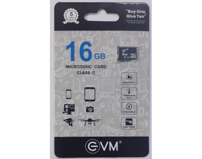 EVM MICRO SD 16GB MEMORY CARD CLASS10 (5 YEAR)